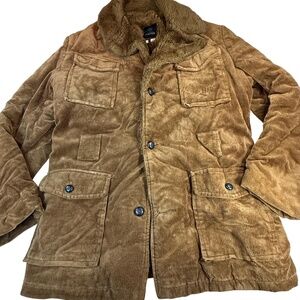 Vintage Cooper Jacket Mens Large 42 Brown Corduroy Sherpa Lined Workwear Pockets